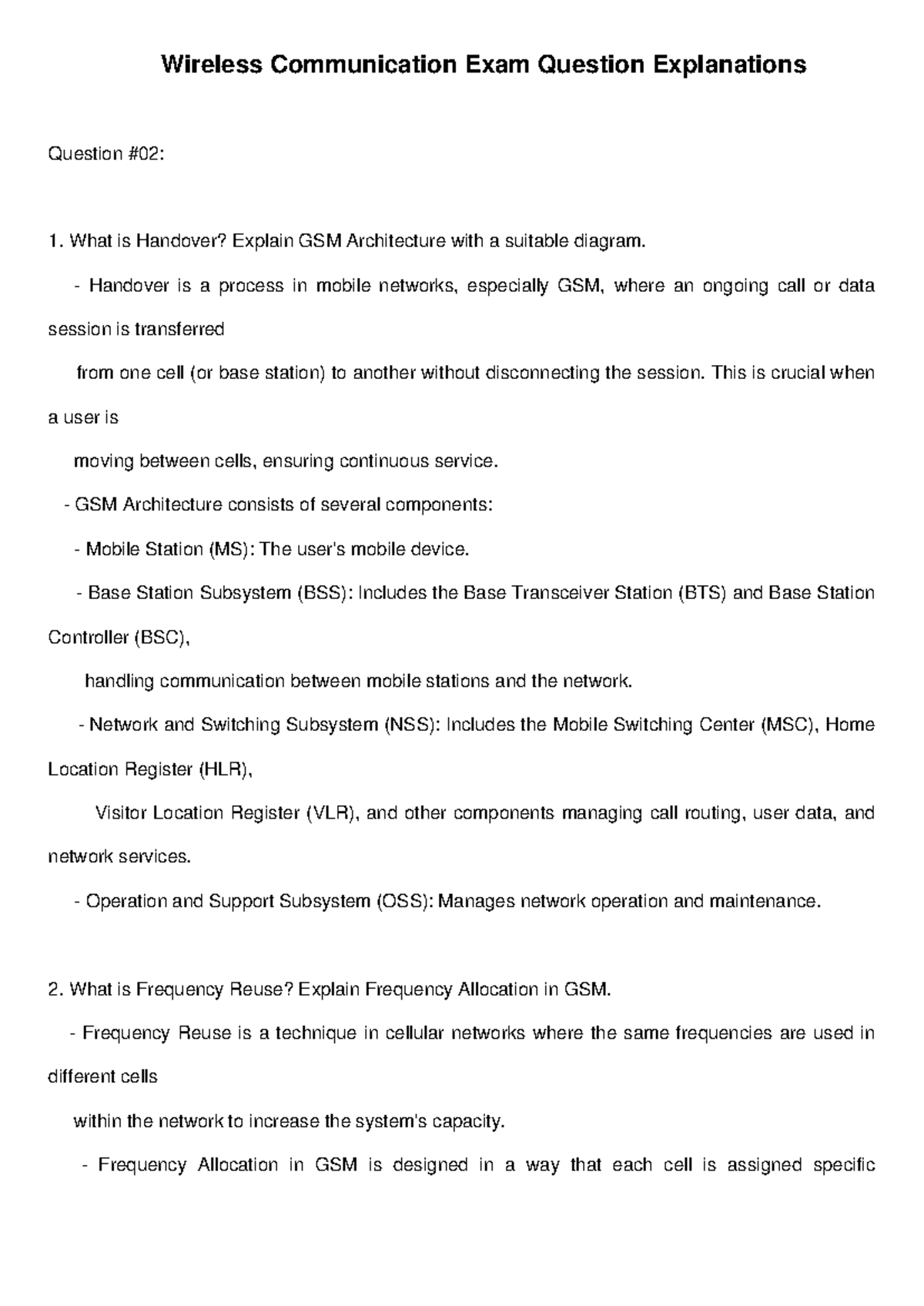 Wireless Communication Exam Explanations - Wireless Communication Exam ...