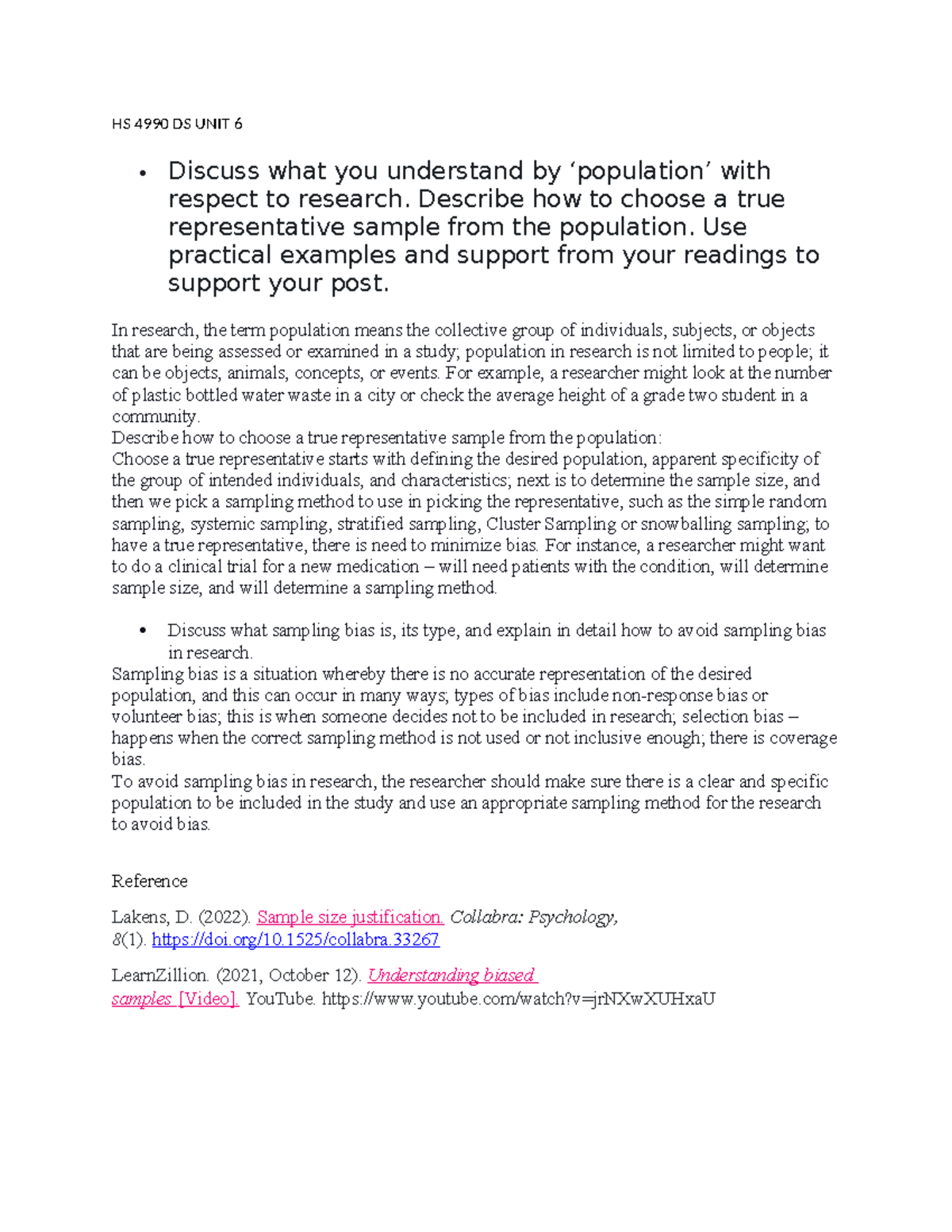 HS 4990 DS UNIT 6 - discussion unit 6 - HS 4990 DS UNIT 6 Discuss what ...