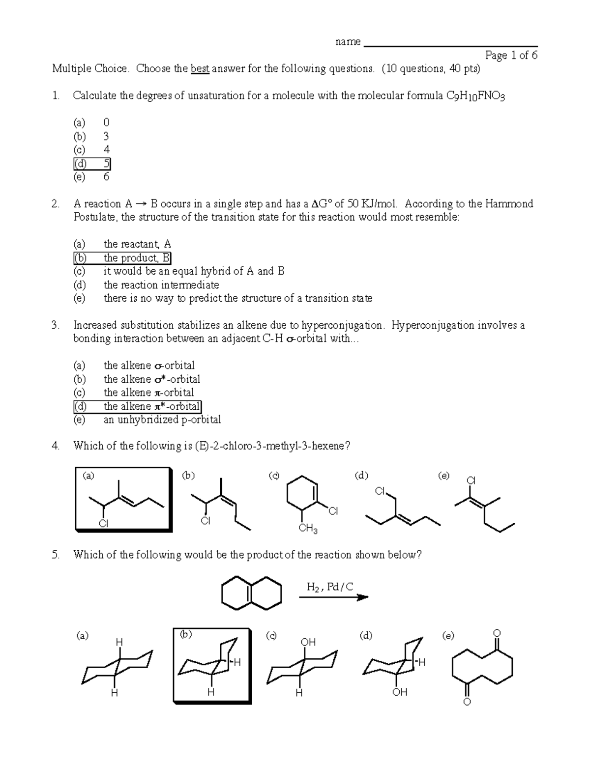 Exam2 97An - sdfdsdf - Page 1 of 6 Multiple Choice. Choose the best ...