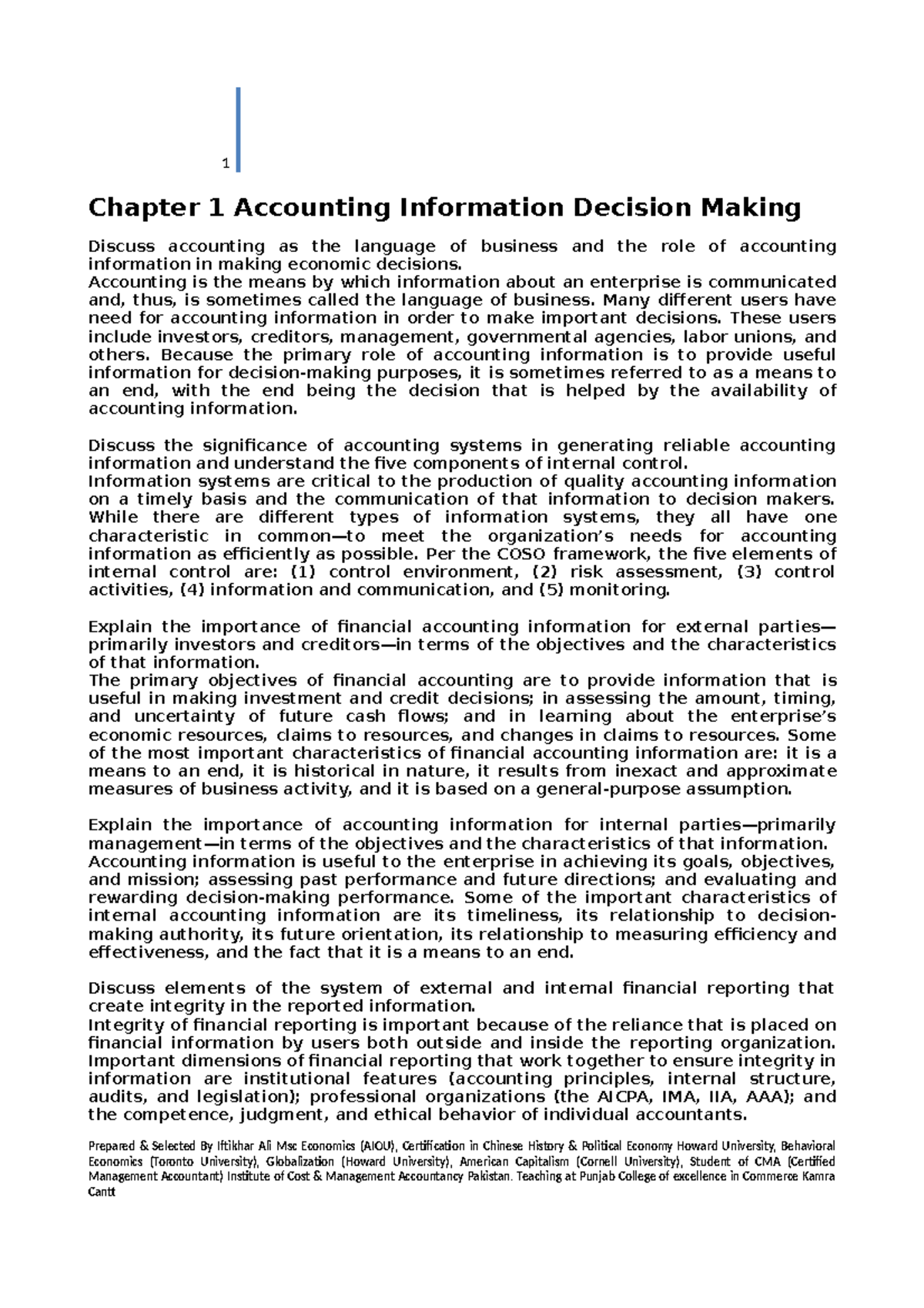 Docx - Lecture Notes 3 - Chapter 1 Accounting Information Decision ...