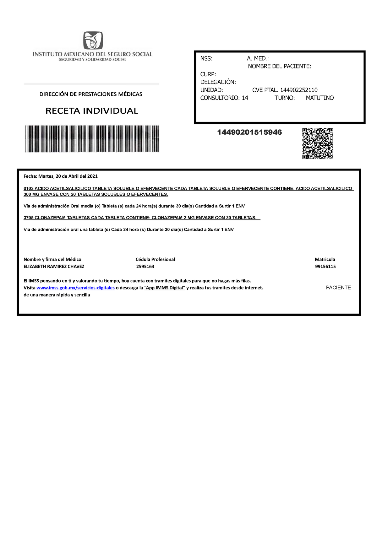 Receta Medica Del Imss 2024 - Image to u