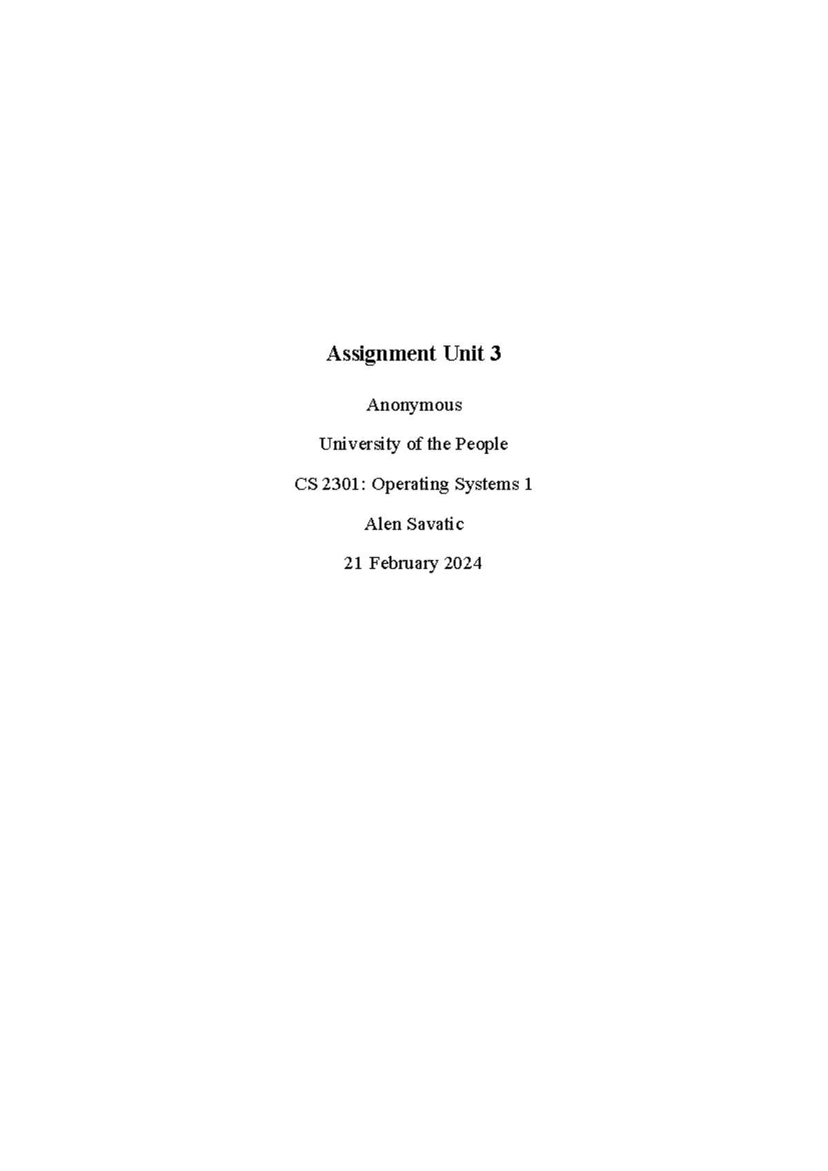 Assignment Unit 3 - One such complication is health problems of ...