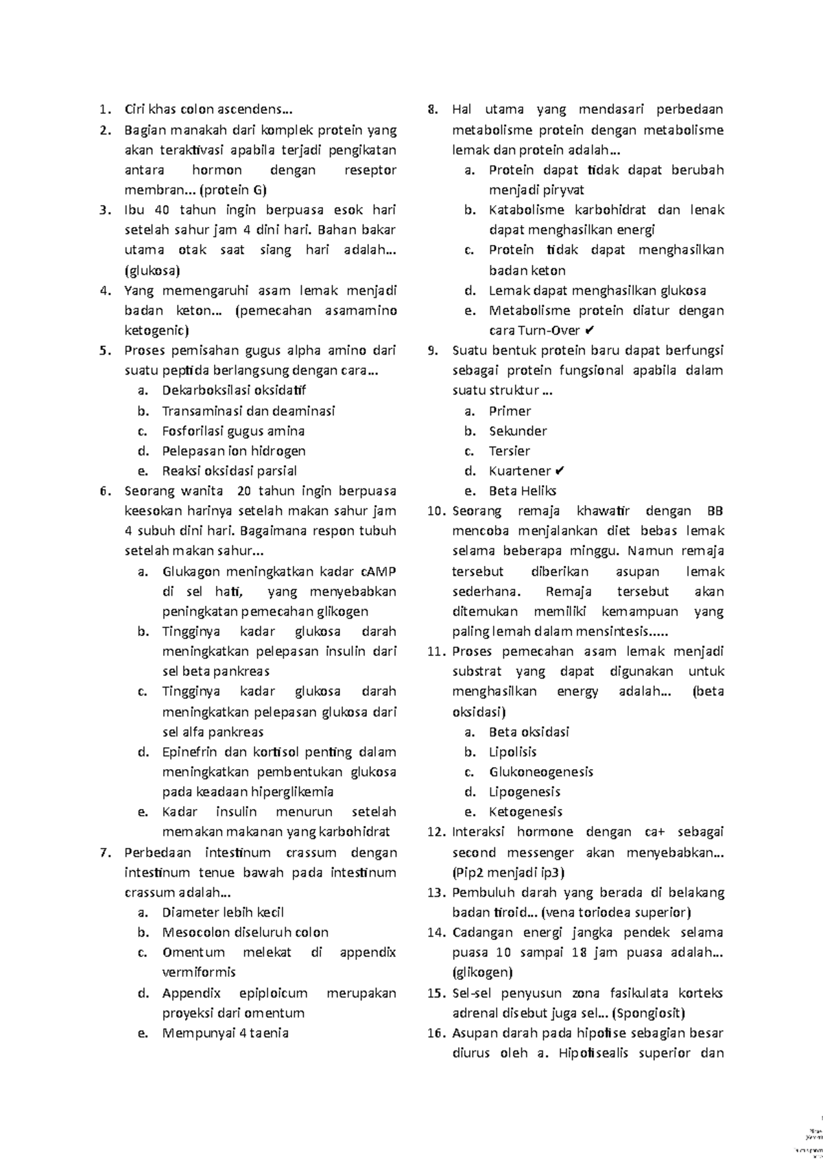 Soal Ujian Blok 3 Kedokteran 2017 - Ciri Khas Colon Ascendens... Bagian ...