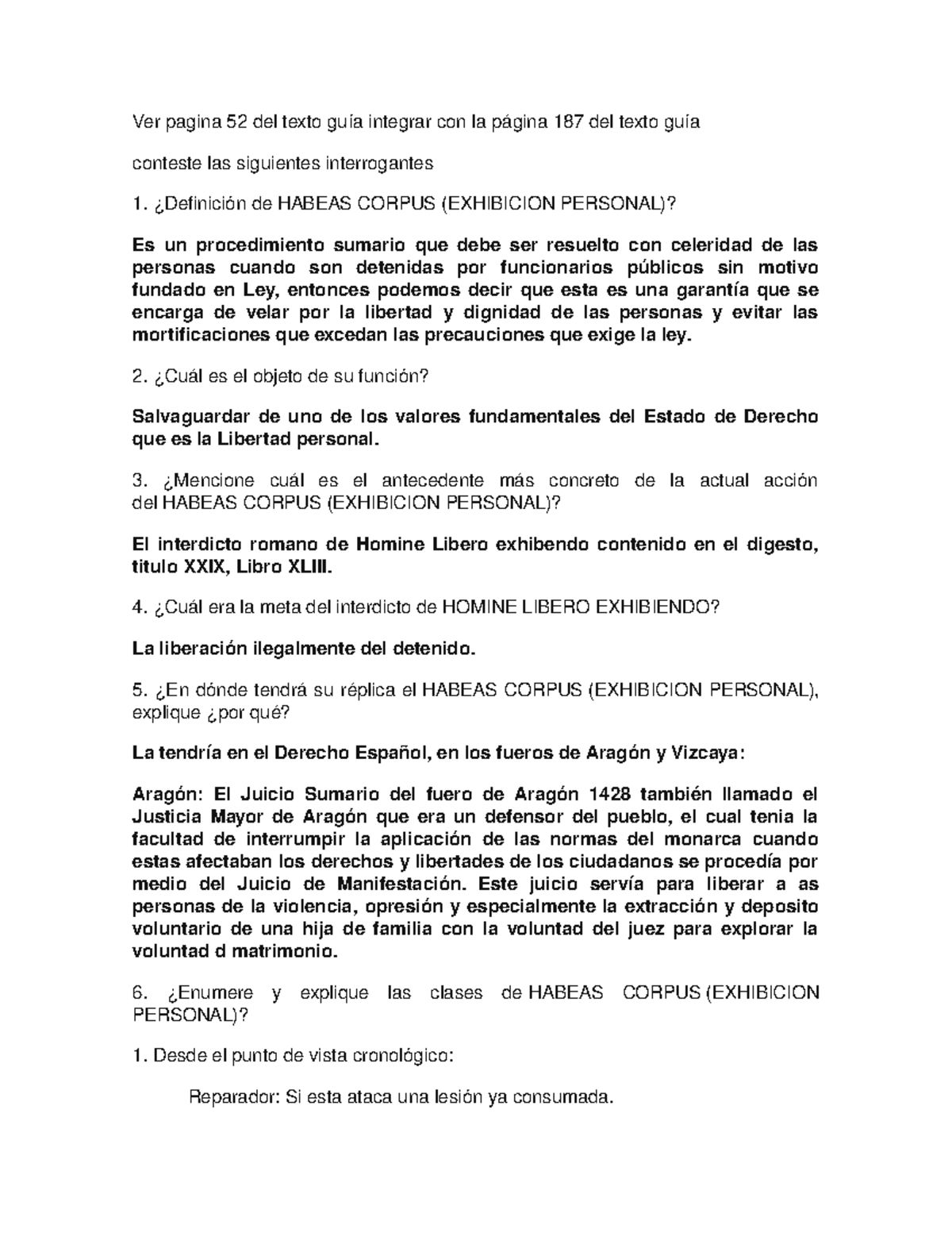 Habeas Corpus Resumen 050 245 Ver Pagina 52 Del Texto Gu Integrar Con La Studocu