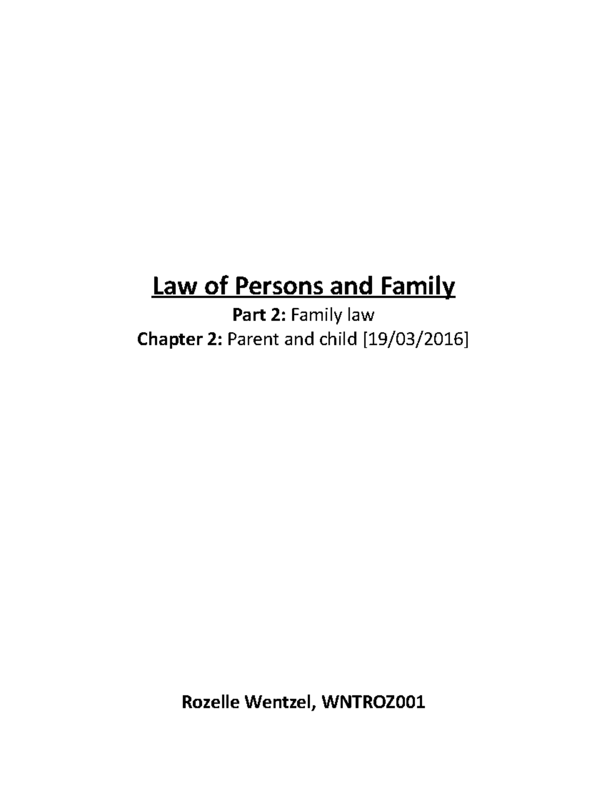 Chapter 2 Summary - Law of Persons and Family Part 2: Family law ...