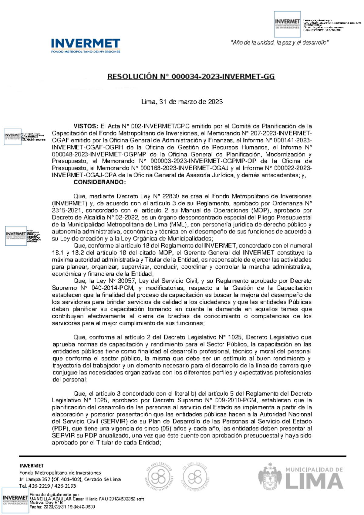 Invermet - Investigación - “ ####### _