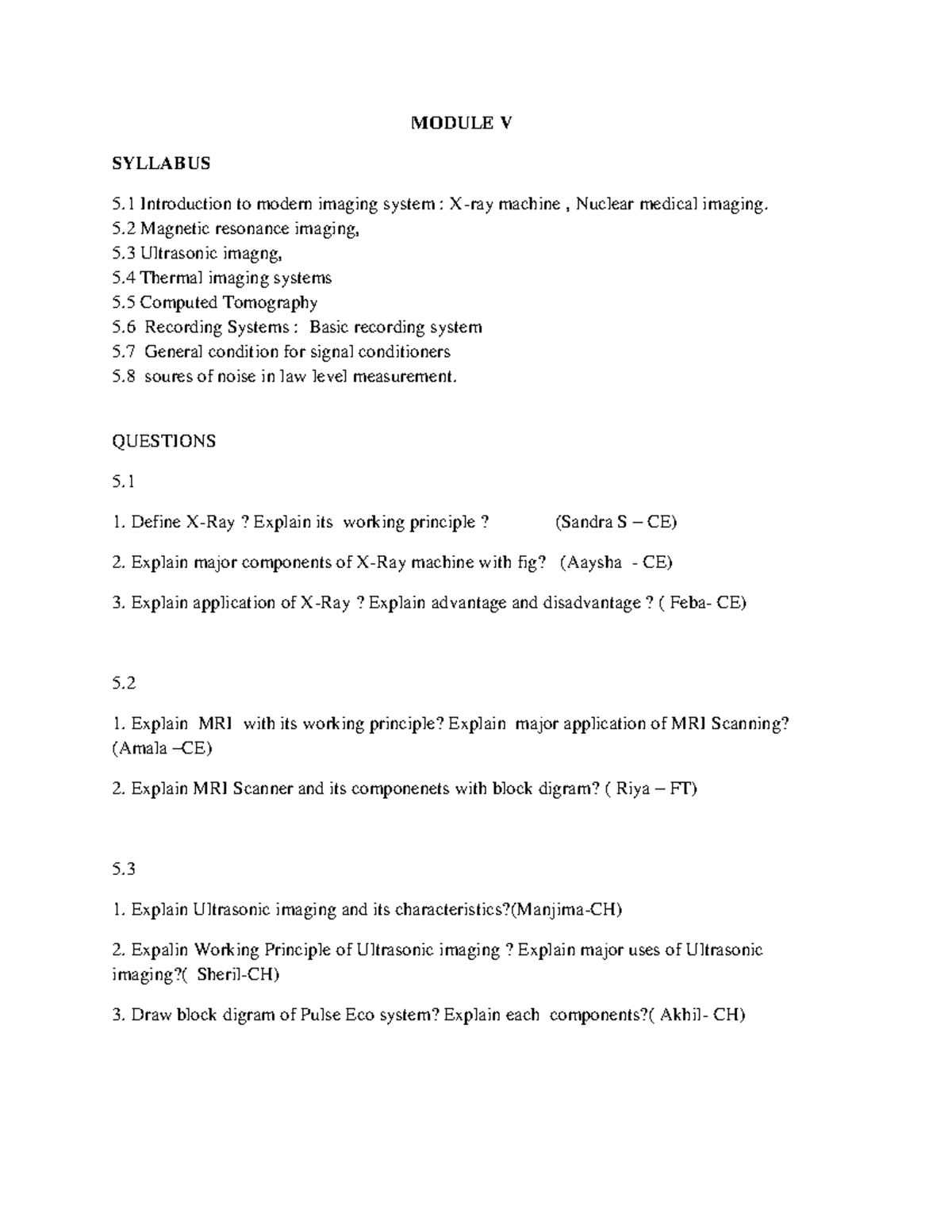 Module V - Hajak - MODULE V SYLLABUS 5 Introduction to modern imaging ...