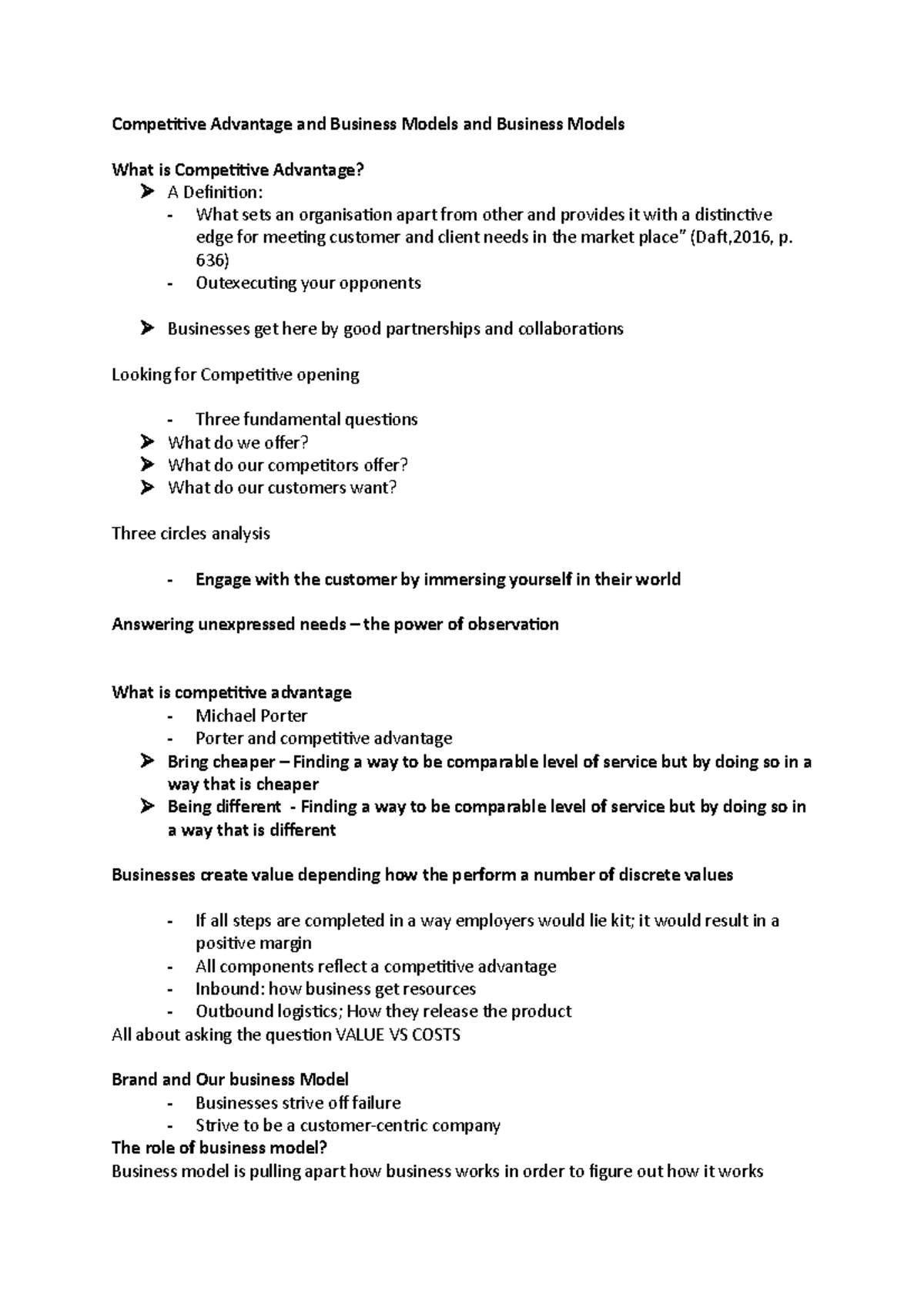 Lecture 1 - Introductory notes - Competitive Advantage and Business ...