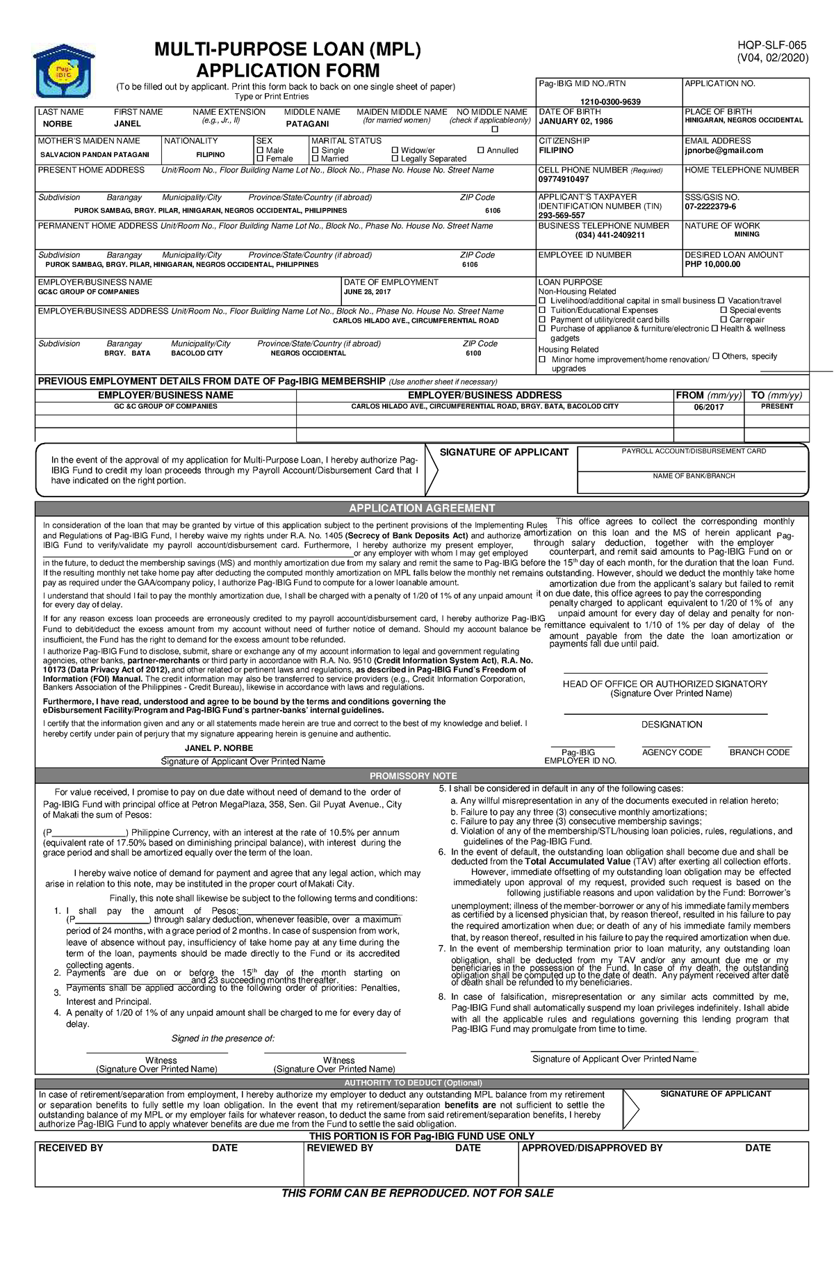 1SLF065 Multi Purpose Loan Application Form V04 - MULTI-PURPOSE LOAN ...