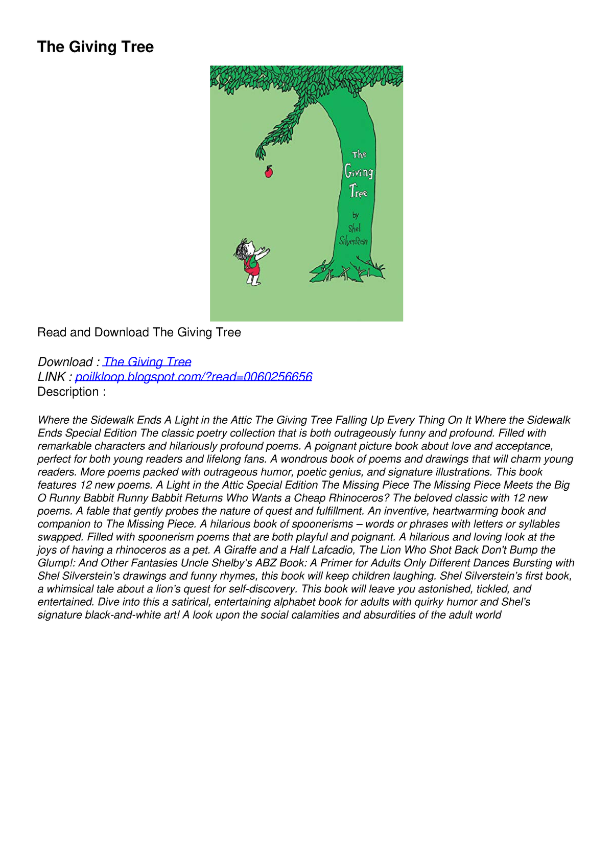 thesis of the giving tree