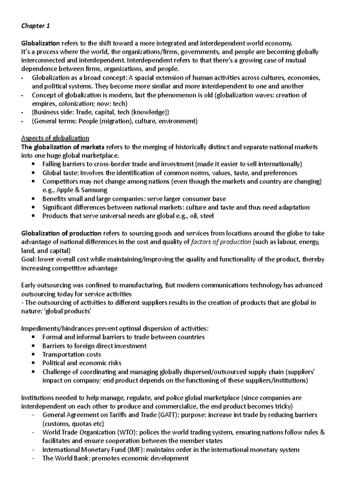 Summary, Service Operations, Chapter 1 - 12 - Chapter 1: Migration, in the  industrialized nations - Studeersnel