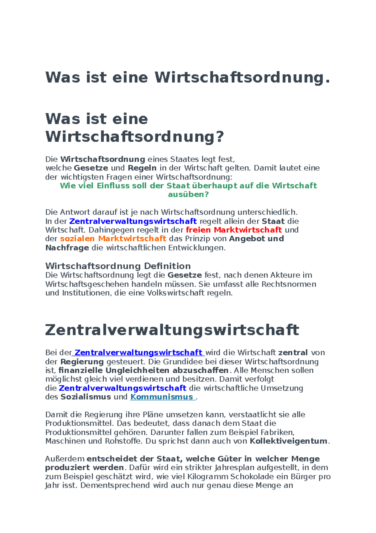 Was Ist Eine Wirtschaftsordnung - Was Ist Eine Wirtschaftsordnung? Die ...