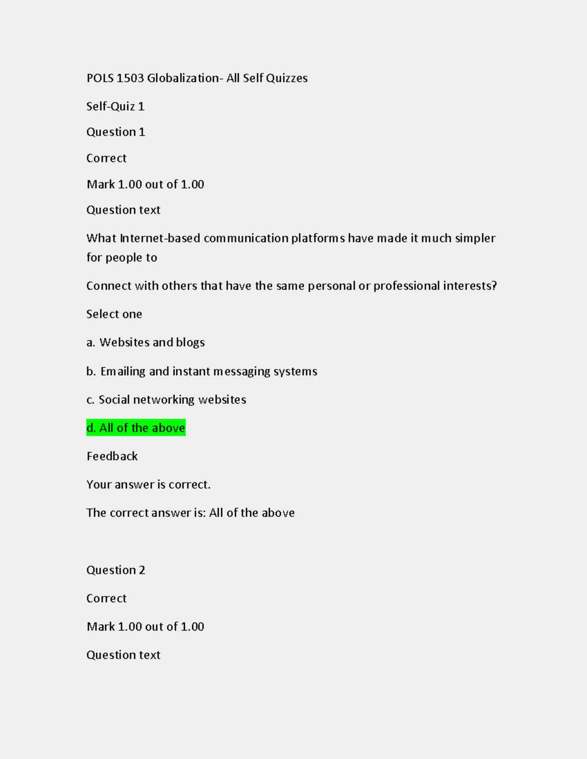 POLS 1503 Globalization - POLS 1503 Globalization- All Self Quizzes ...