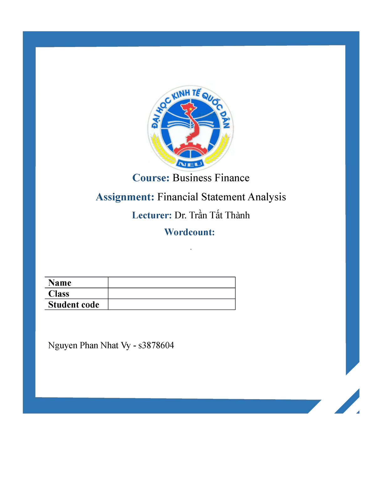 company financial statement analysis assignment