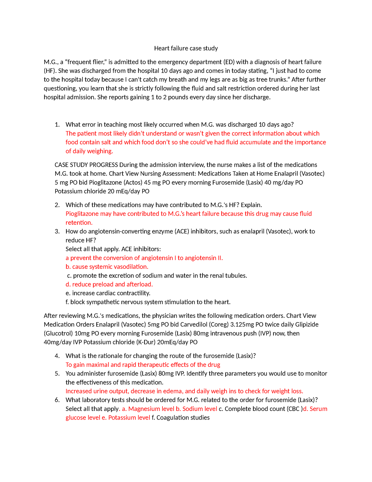 heart failure case study questions