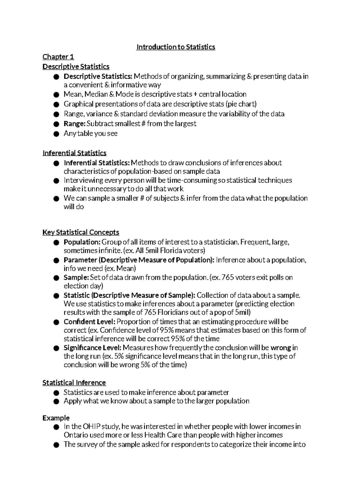 Stats Week 1 QUANTITATIVE METHODS 2320 NOTES Introduction to