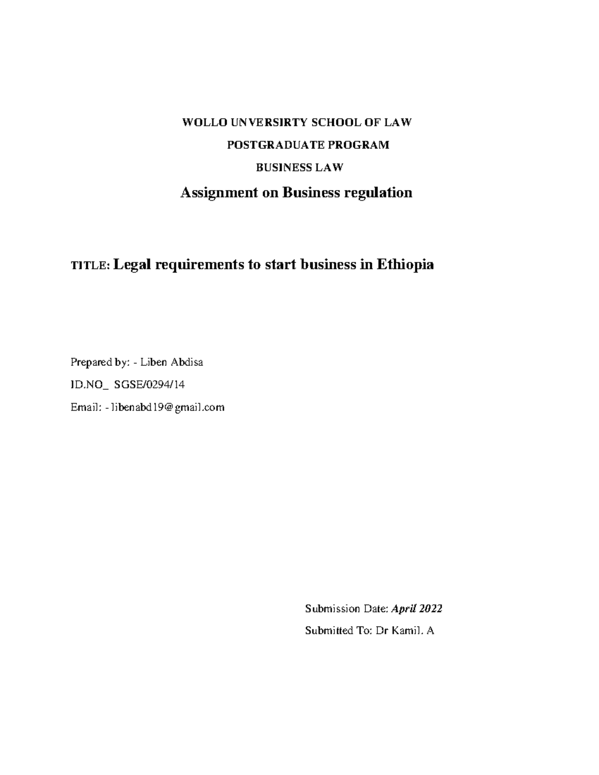 Legal Requirements To Start Business In Ethiopia. - A Table Of Contents ...