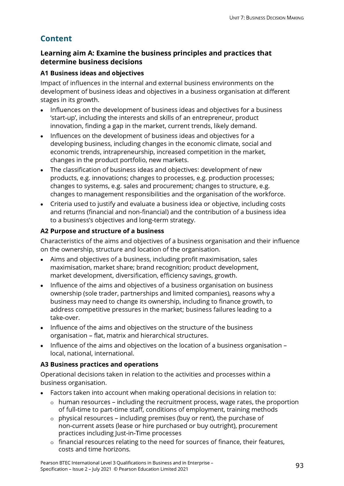 unit-7-spec-summary-pearson-btec-international-level-3