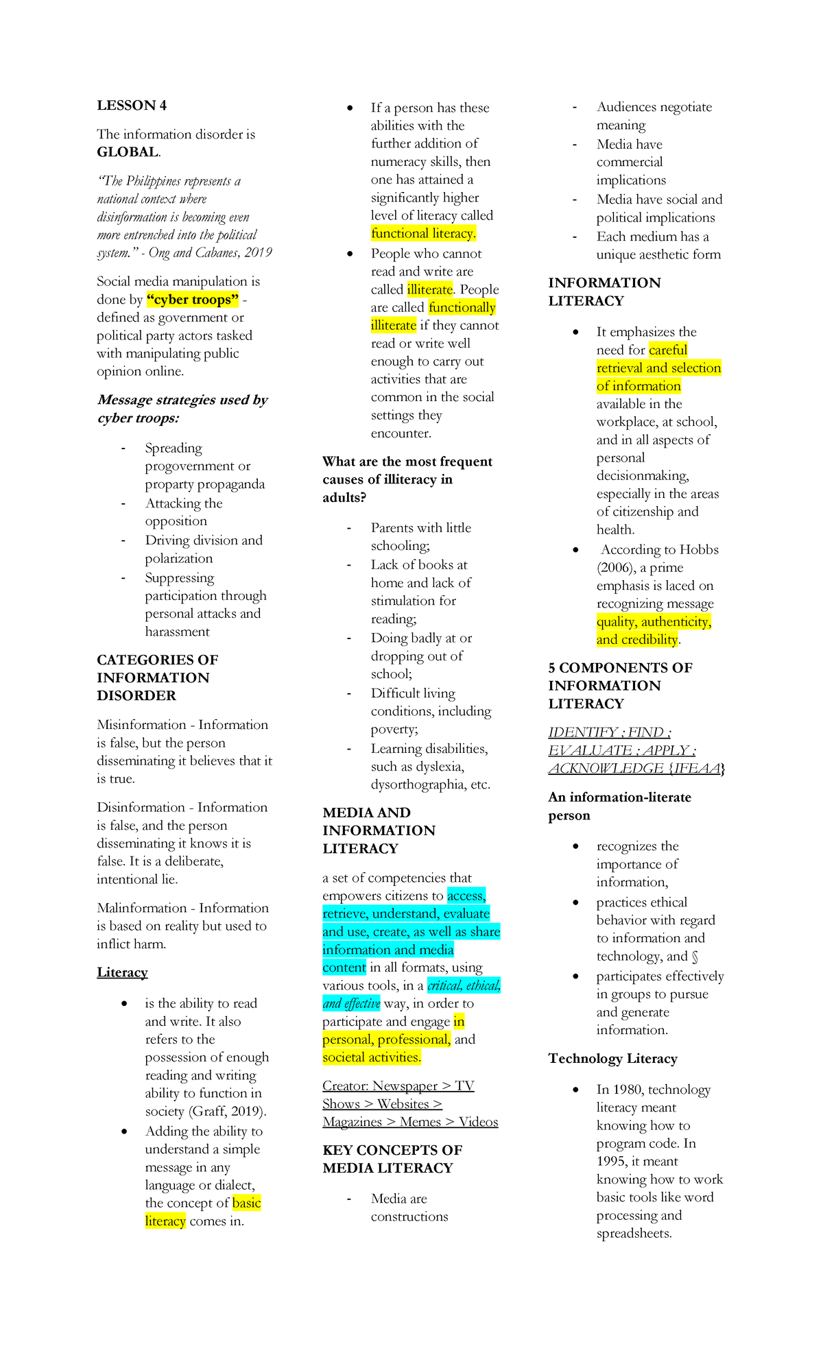 MIL-GA- Reviewer - MIL GA - LESSON 4 The information disorder is GLOBAL ...