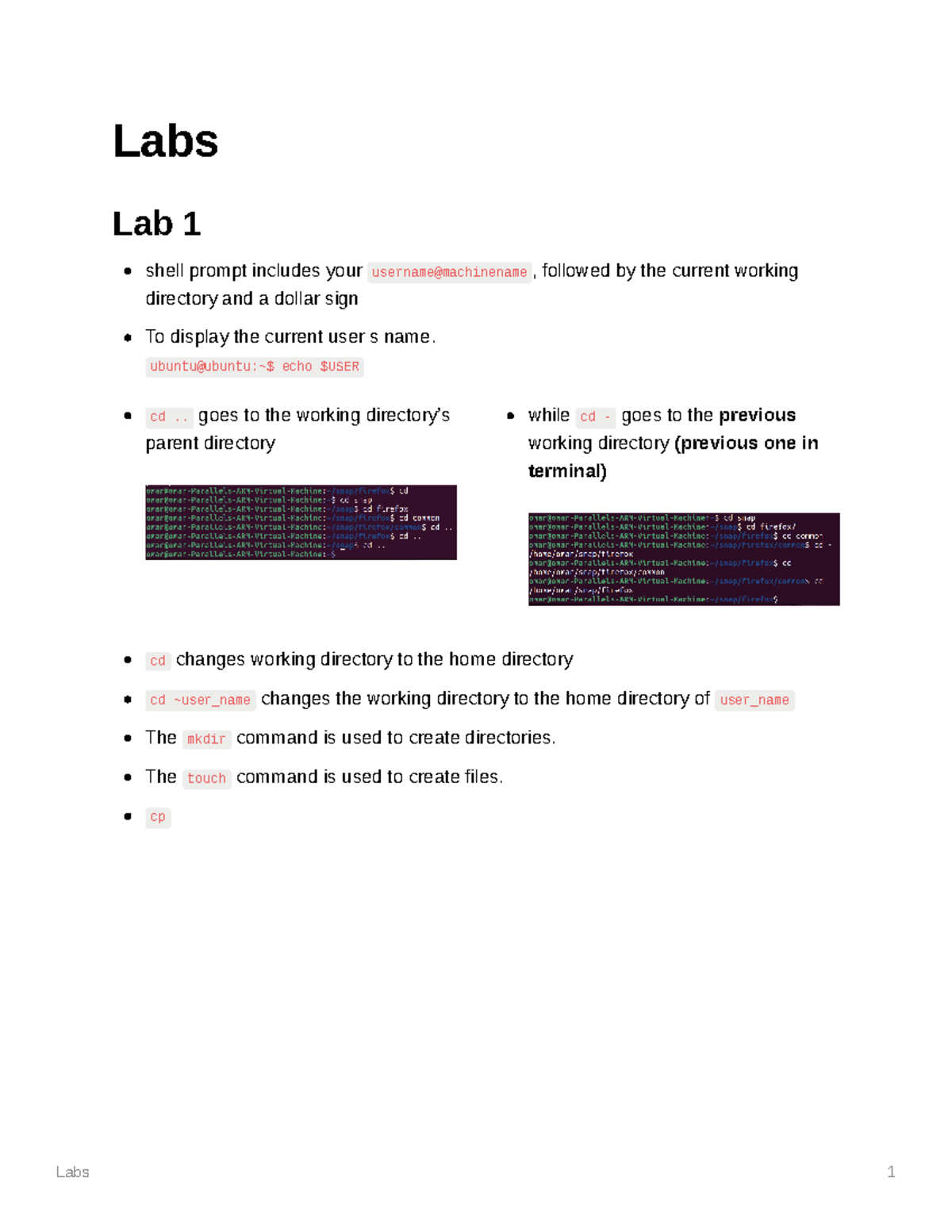 OS Labs Notes - Labs Lab 1 shell prompt includes your username ...