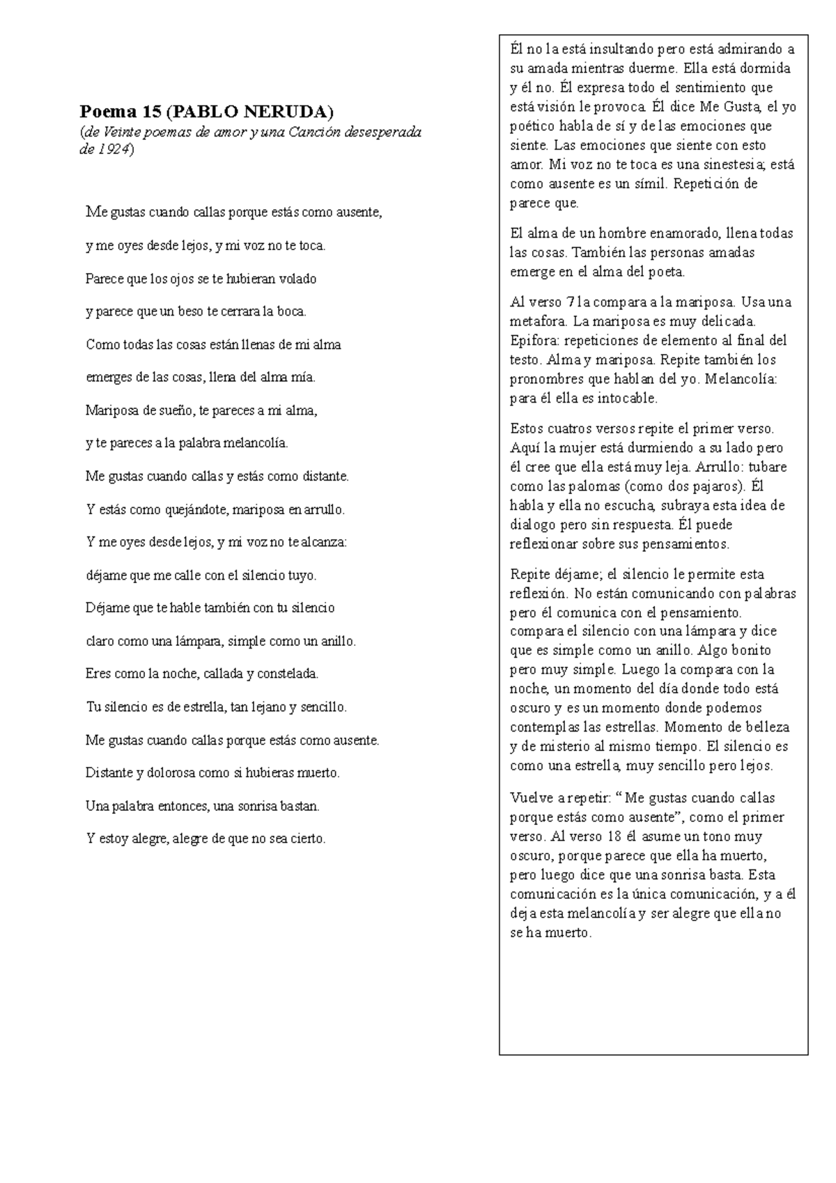 Poema 15 - Pablo Neruda - Poema 15 (PABLO NERUDA) ( De Veinte Poemas De ...