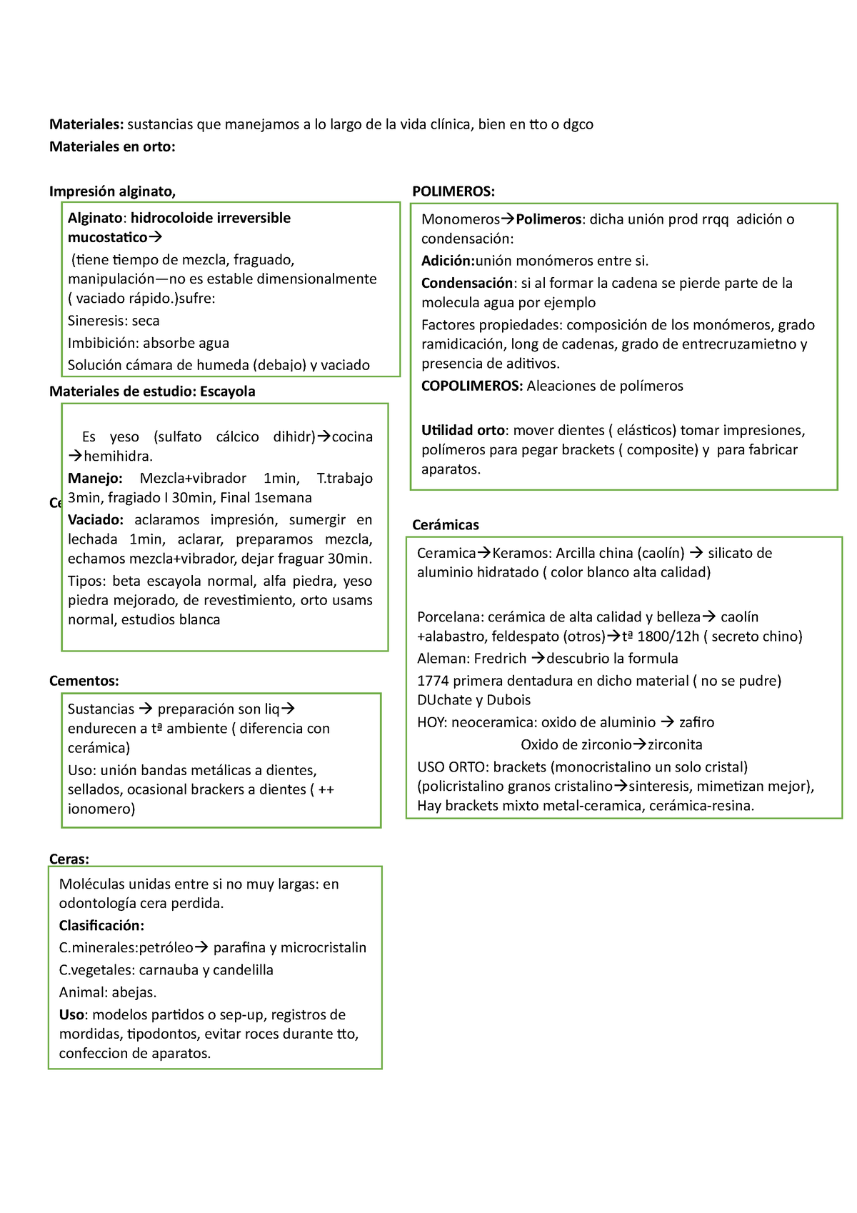 Materiales orto - ortodoncia, esquemas - Materiales: sustancias que  manejamos a lo largo de la vida - Studocu