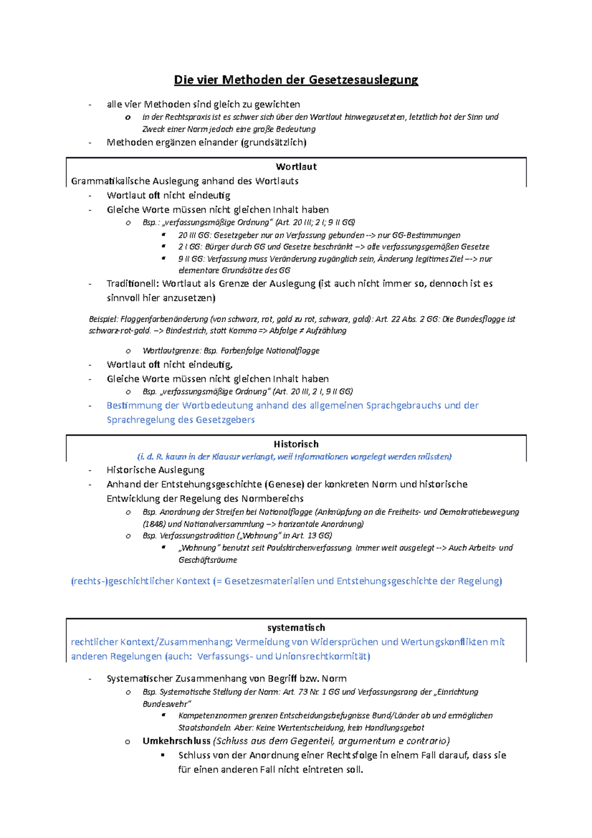 Die Vier Methoden Der Gesetzesauslegung - : „verfassungsmäßige Ordnung ...