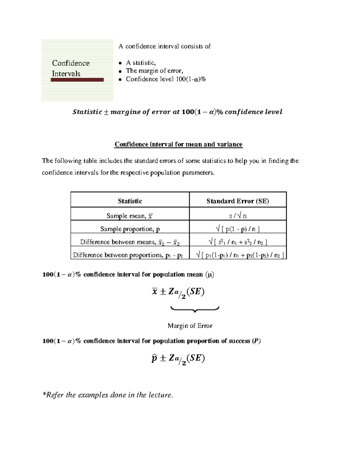 In14-S5-MA3013 (105221)- Lecture Note Part IV - A confidence interval ...