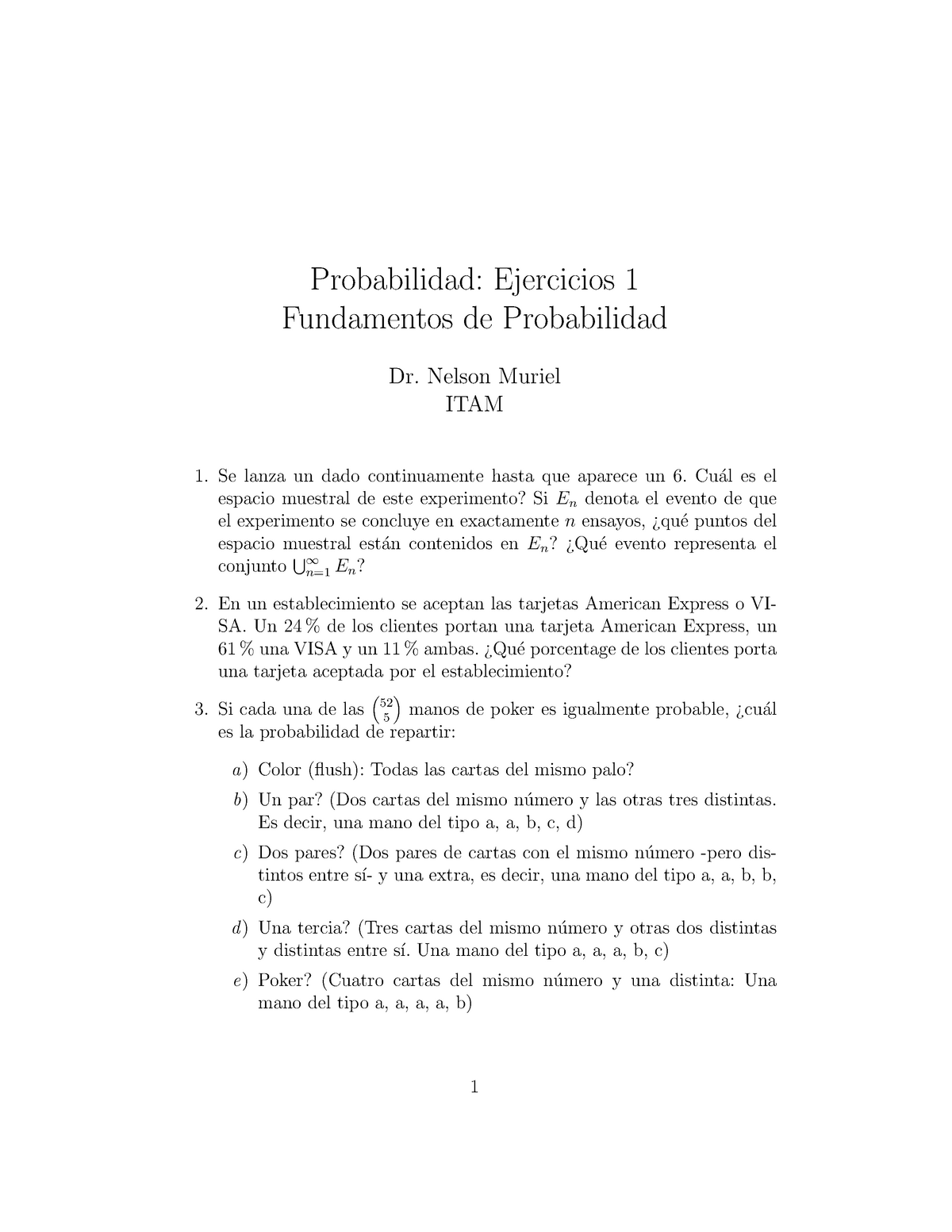 Ejercicios Proba 1 - Probabilidad: Ejercicios 1 Fundamentos De ...