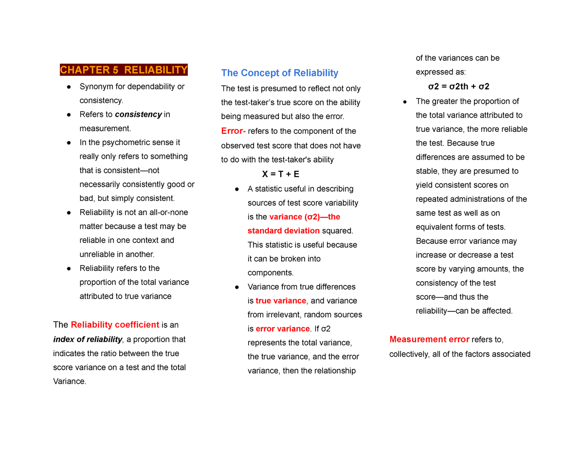 chapter-5-reliability-chapter-5-reliability-synonym-for-dependability