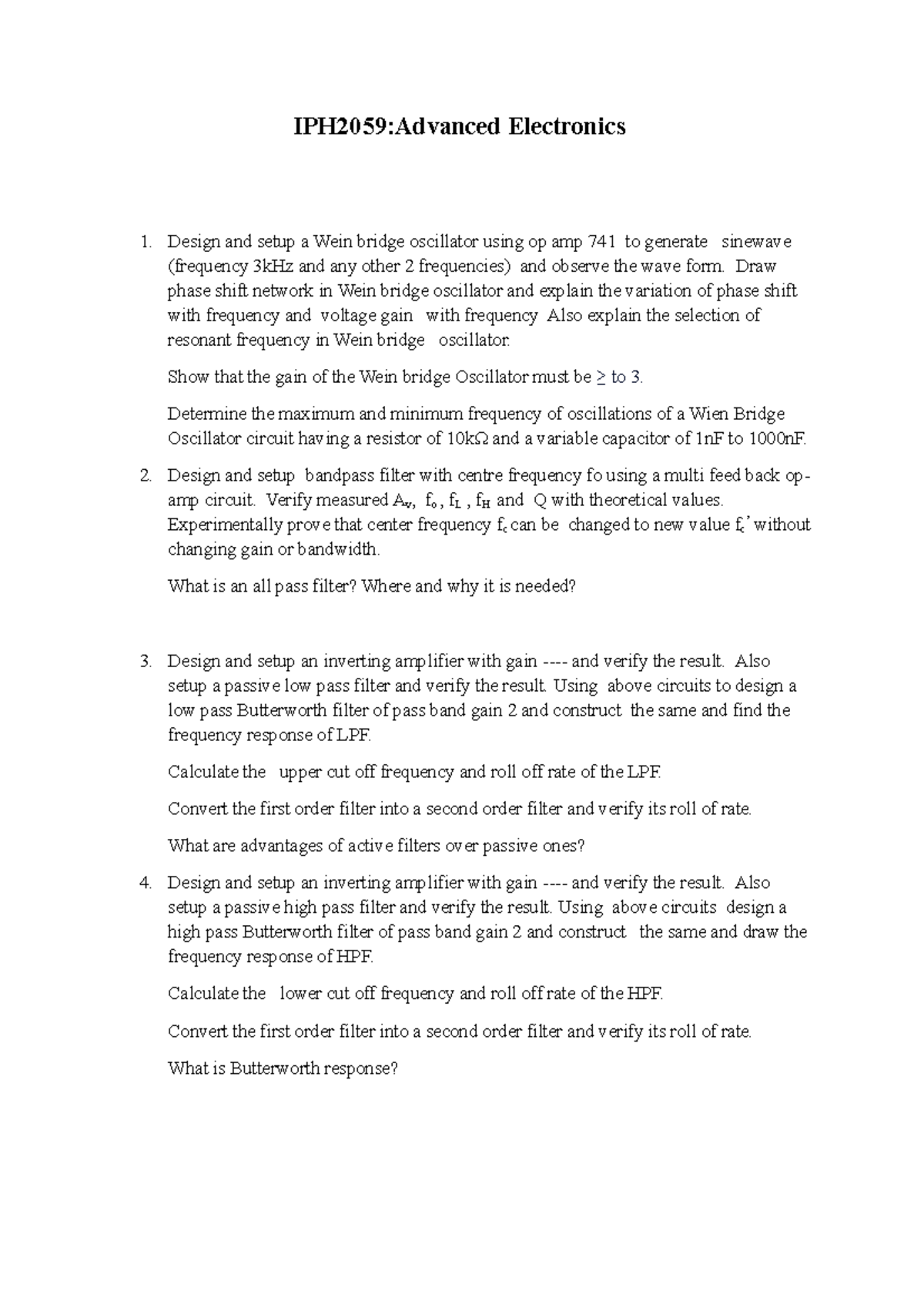 IPH 2059 Advanced Electronics Assignment IPH2059Advanced