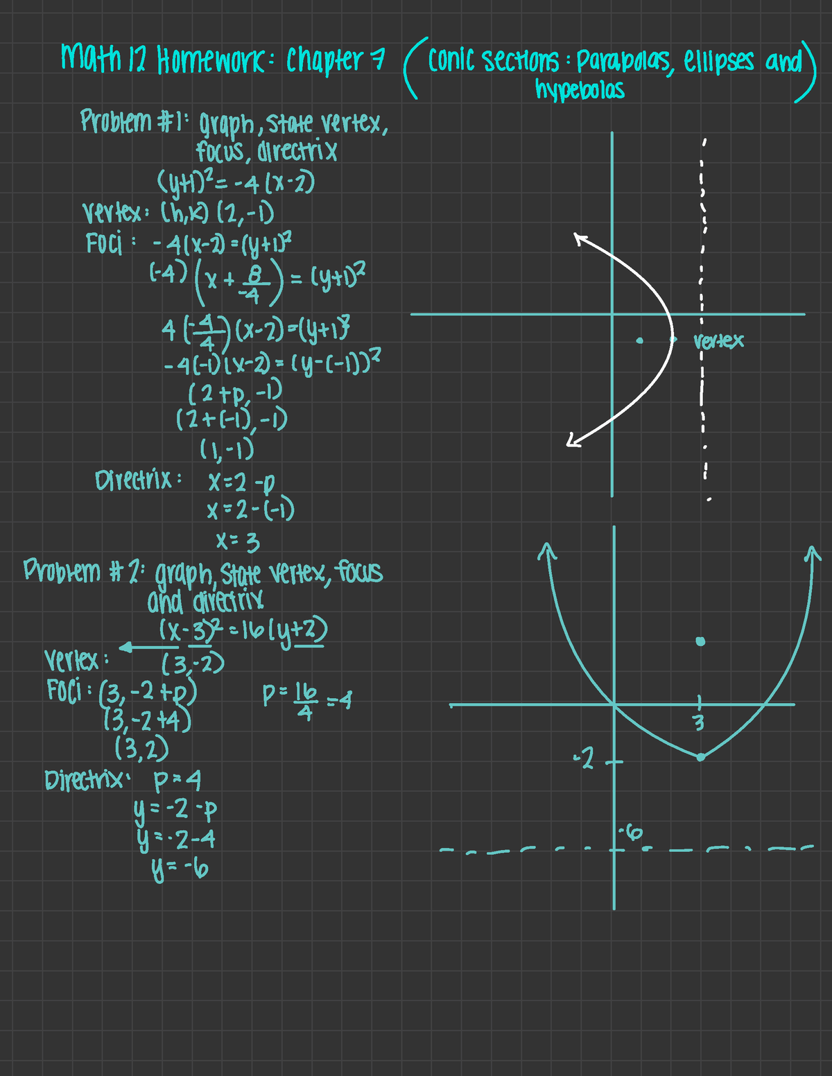 Algebra- Conic Sections - Math 12 Homework : Chapter 't Conic Sections ...