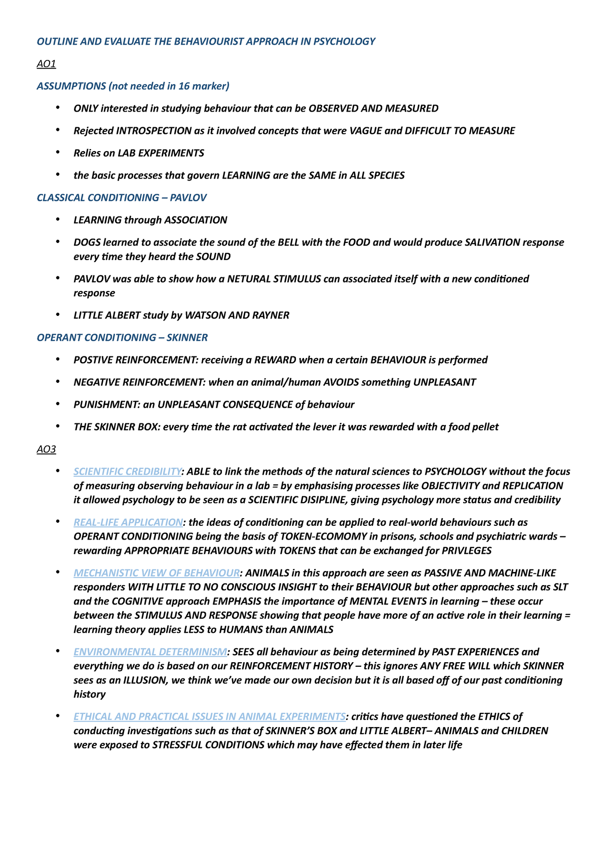 psychology approaches essay plans