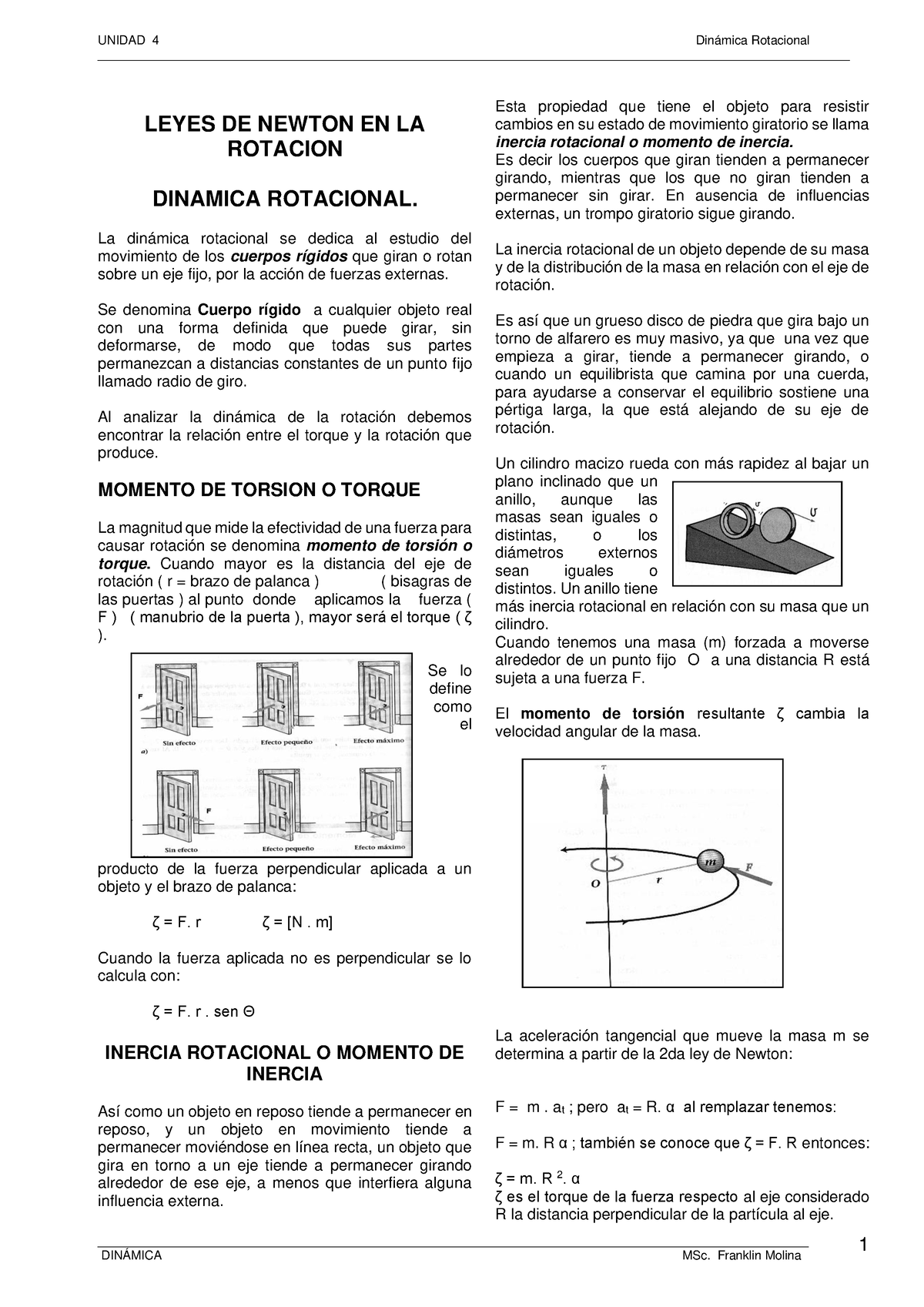 Sesión 8 Leyes DEL Movimiento Rotacional - - Studocu