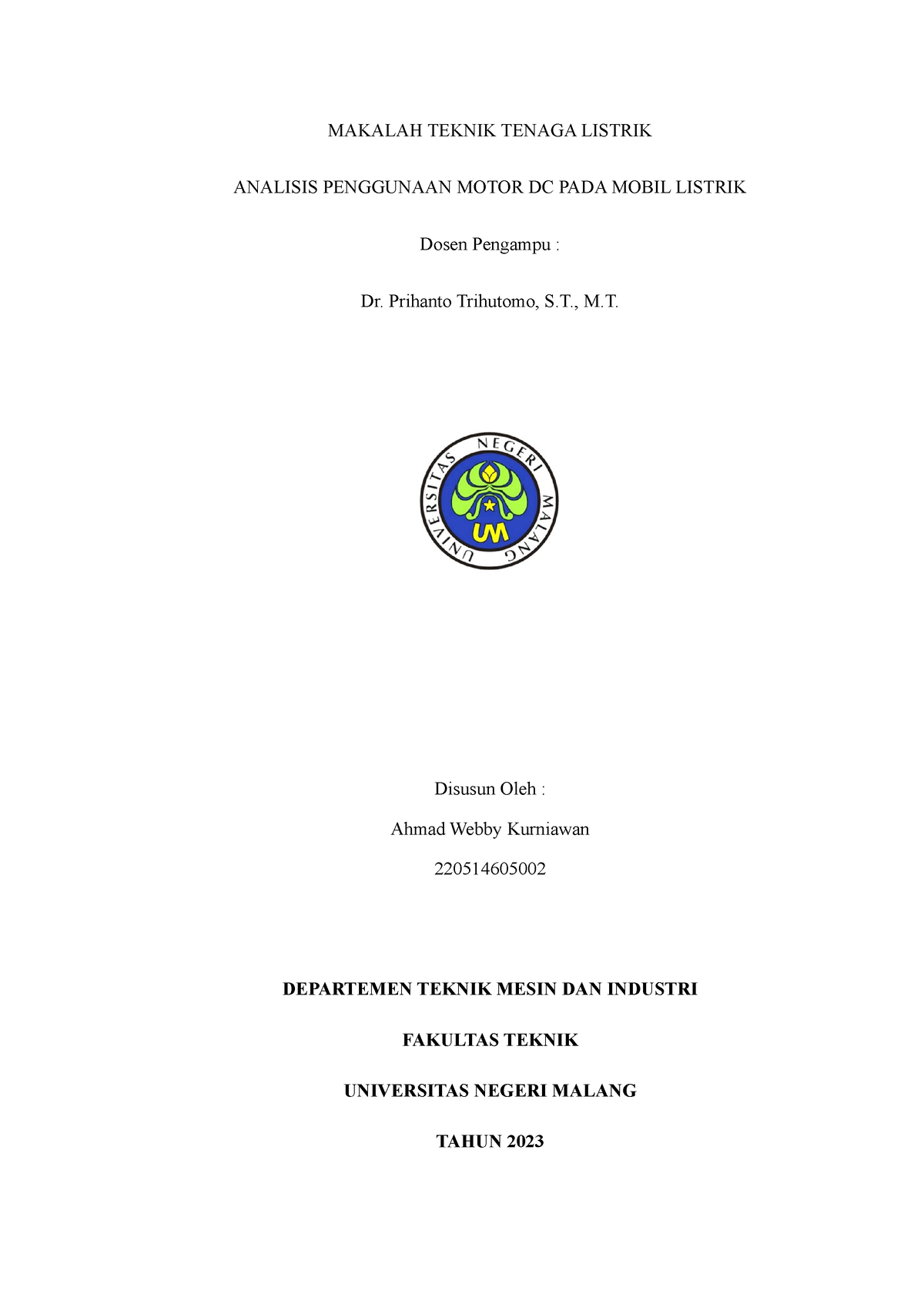 Makalah Teknik Tenaga Listrik - MAKALAH TEKNIK TENAGA LISTRIK ANALISIS ...