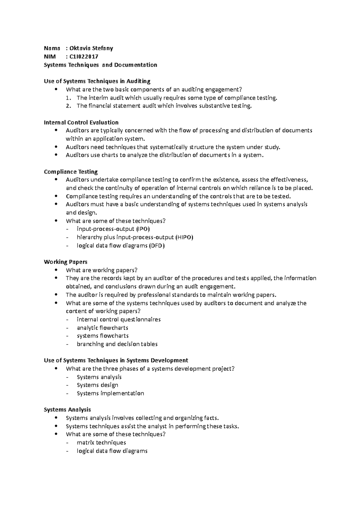 Summary ch 2 ACC. INFO SYSTEM - Nama : Oktavia Stefany NIM : C1I ...