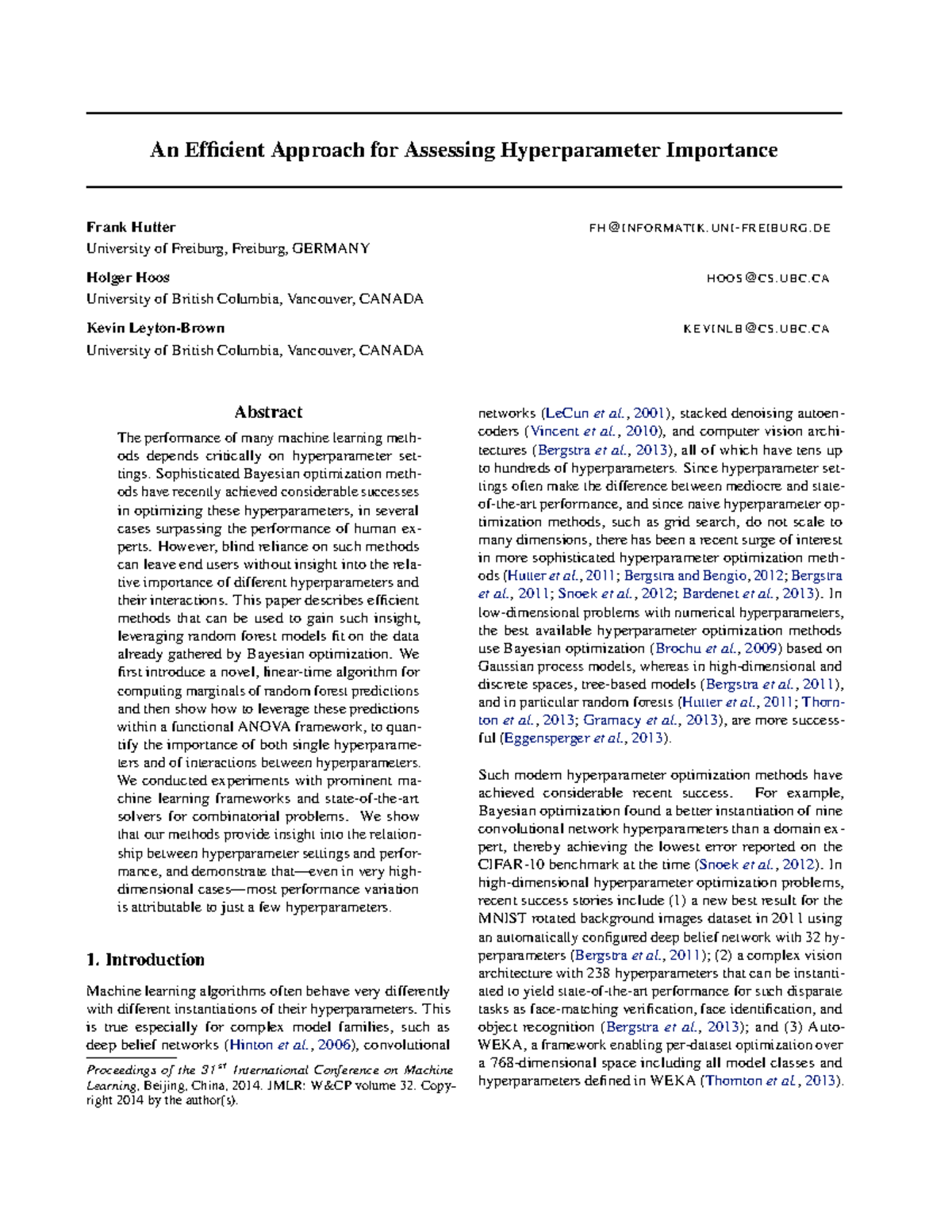 An Efficient Approach for Assessing Hyperparameter Importance - Frank ...