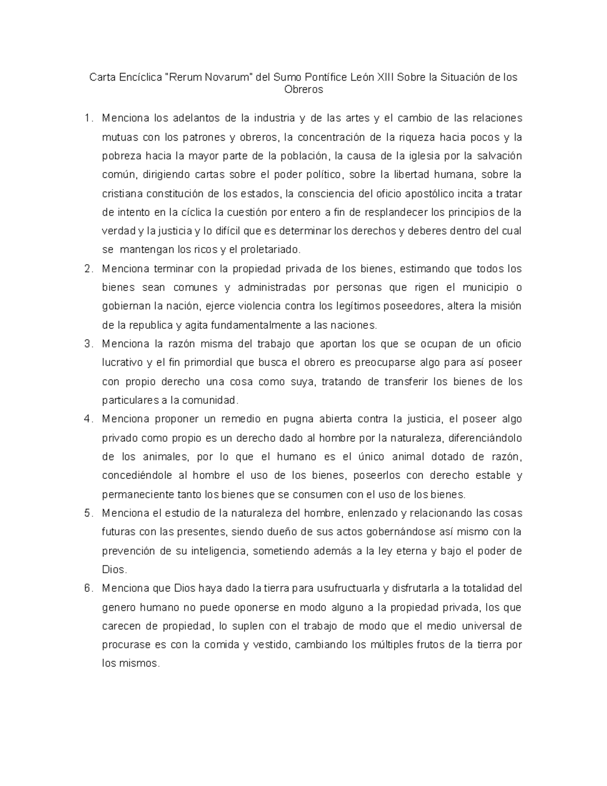 Actividad 3 - Encíclica 3. - Carta Encíclica “Rerum Novarum” Del Sumo ...