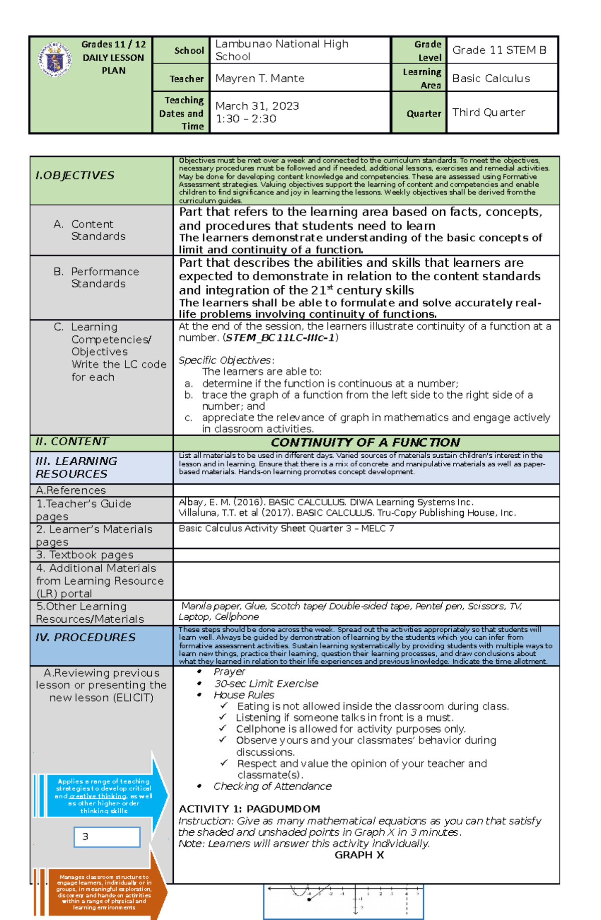 DLP-First-final 2 - T study - Grades 11 / 12 DAILY LESSON PLAN School ...