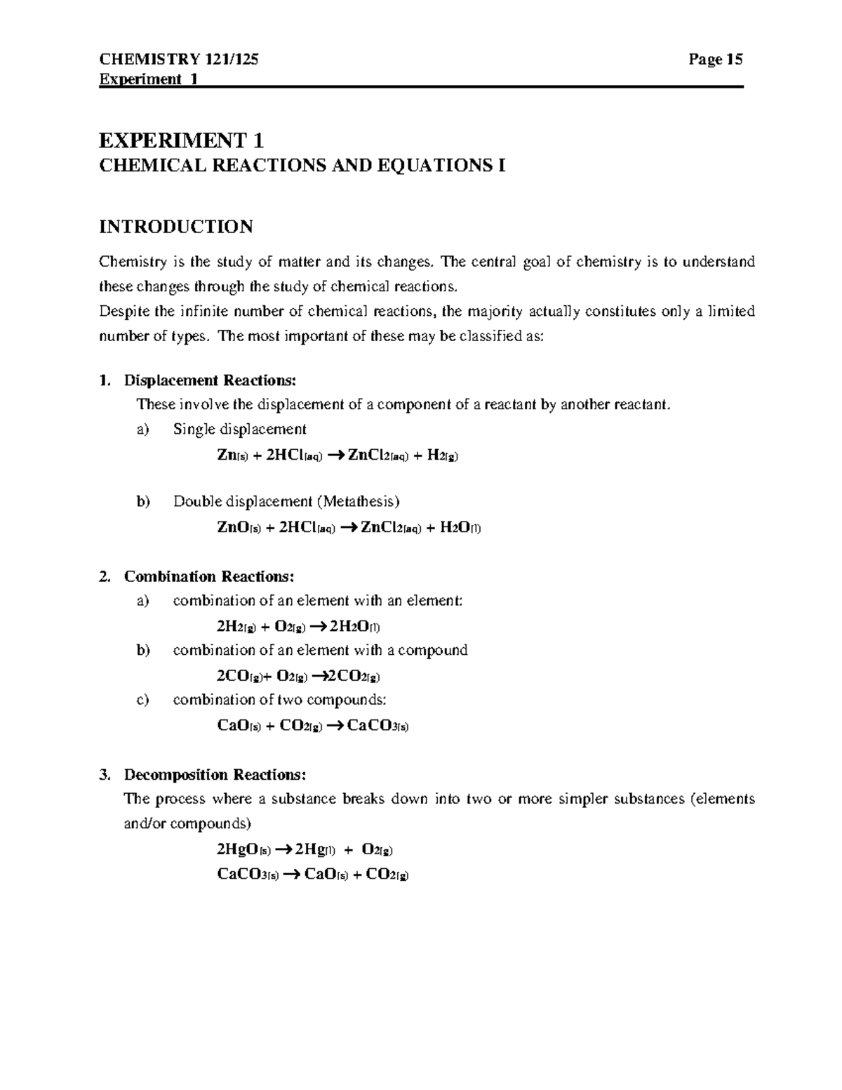 Exp 1 - lab 1 - CHEM 121 - SFU - Studocu