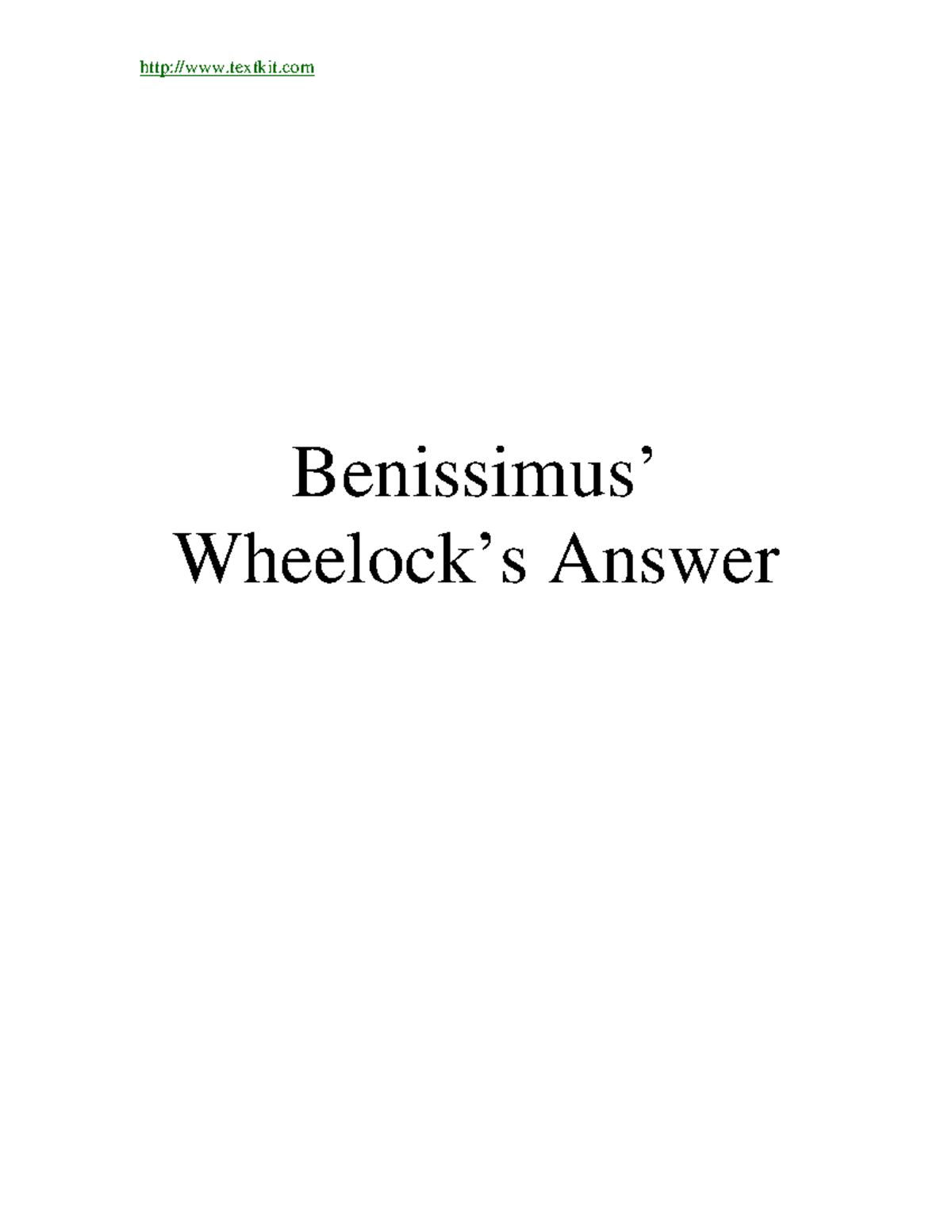 B Wheelock Answer KEY pdf Benissimus’ Wheelock’s Answer Chapter 1