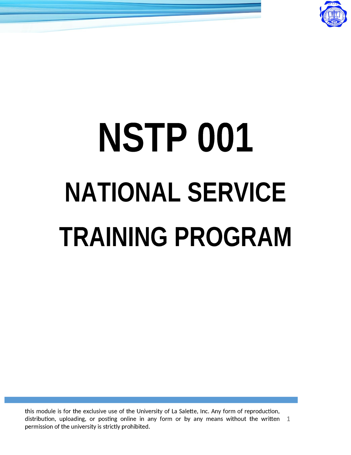 Module 1 Introduction Of Nstp Nstp 001 National Service Training Program This Module Is For 0972