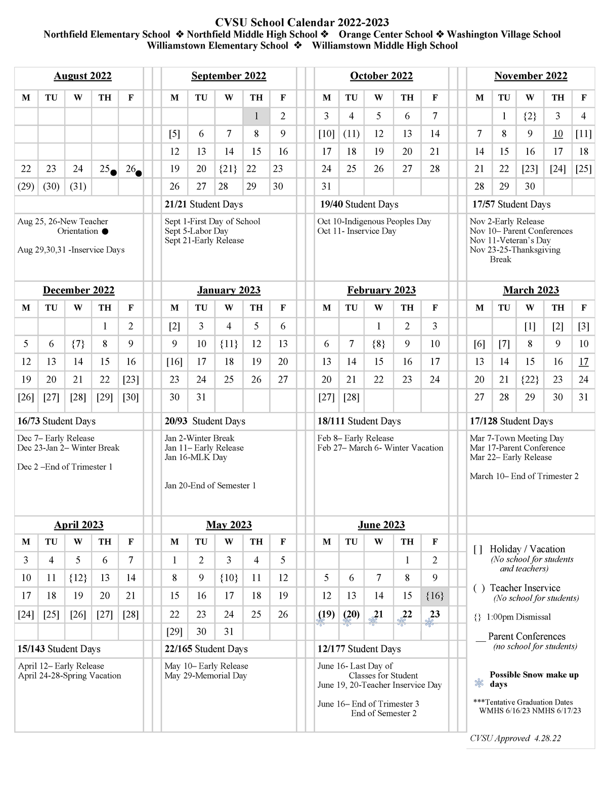 CVSU School Calendar 20222023 August 2022 September 2022 October
