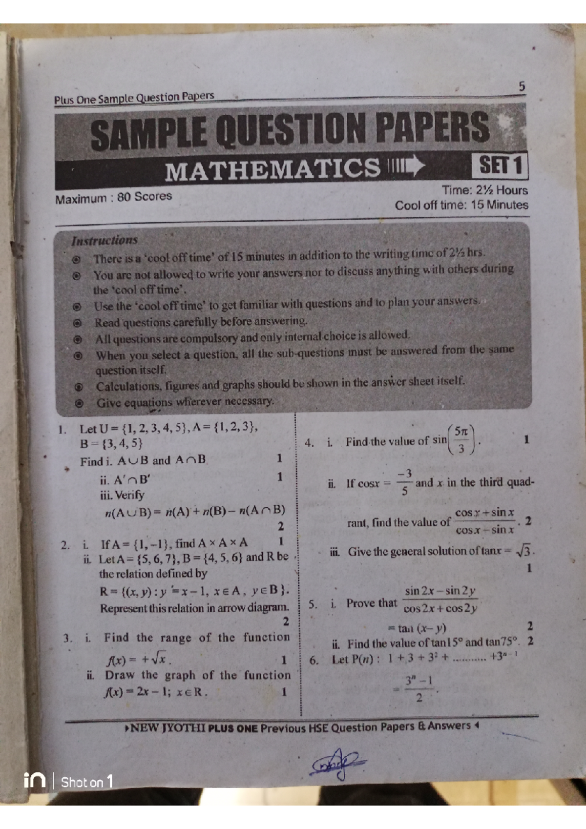 Maths 1 - Mathematics practise question answers for plus one student ...