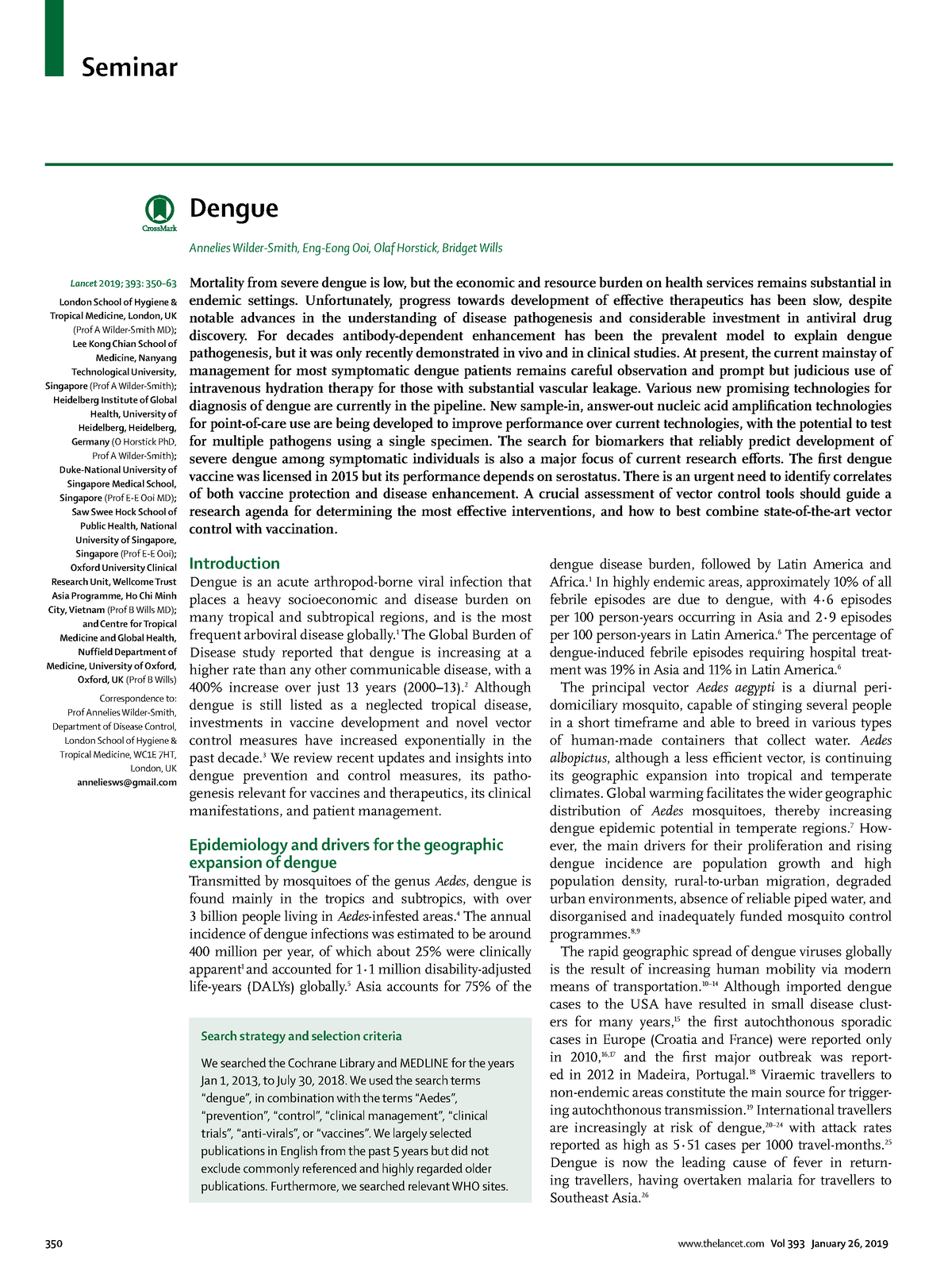 Dengue (Lancet) - Dengue Annelies Wilder-Smith, Eng-Eong Ooi, Olaf ...