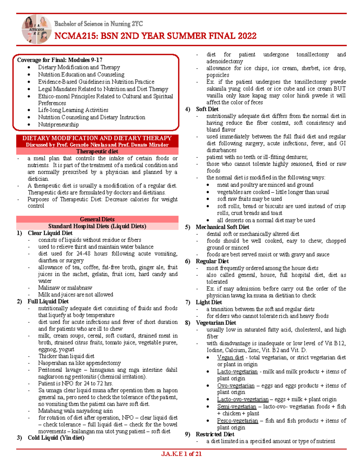 NCMA215 Final - ndt - Bachelor of Science in Nursing 2YC NCMA215: BSN ...