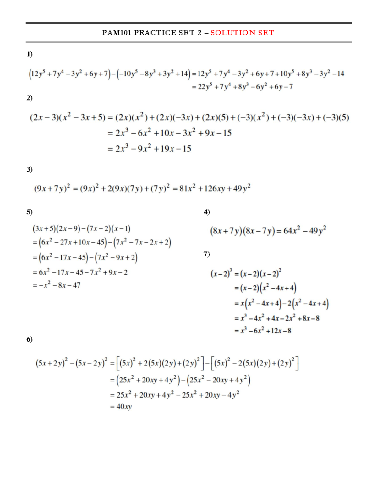 PAM101 Practice Set 2 - Solution Set - Mechanics and Waves - PAM101 ...