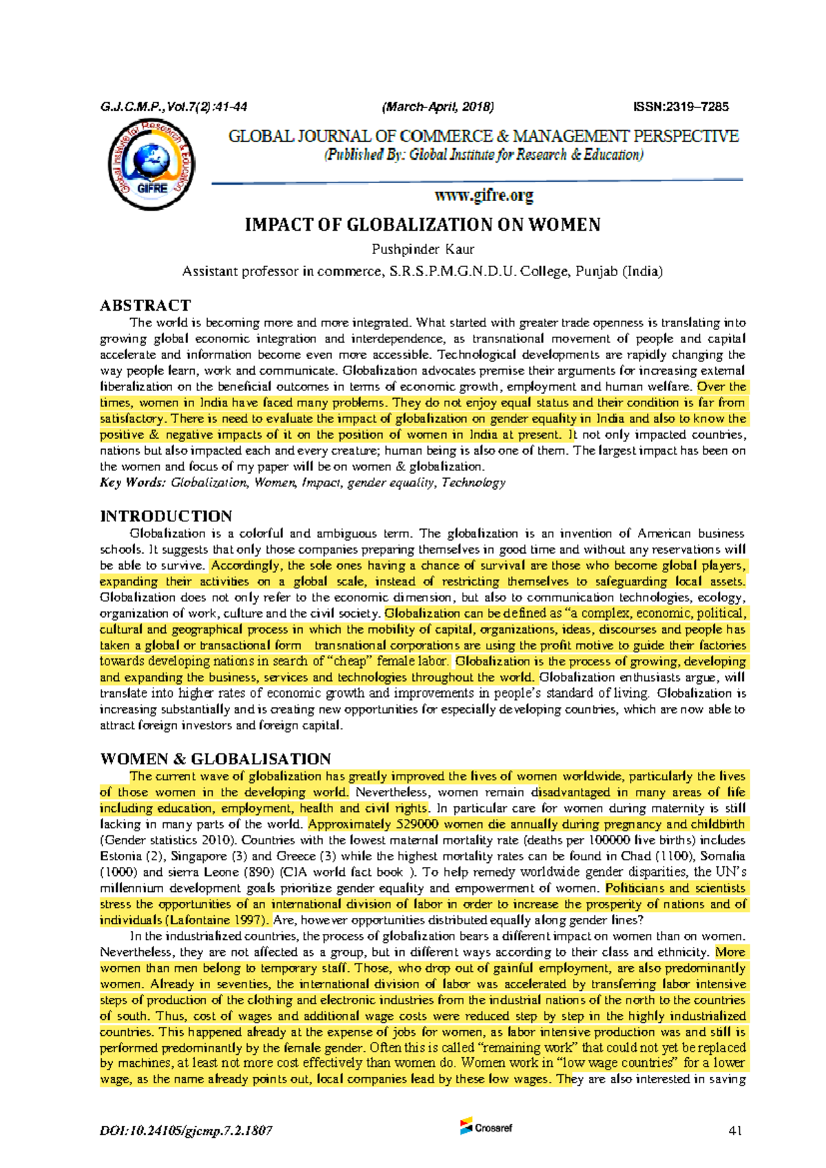 Impact of globalization on women - G.J.C.M.,Vol(2):41-44 (March-April ...