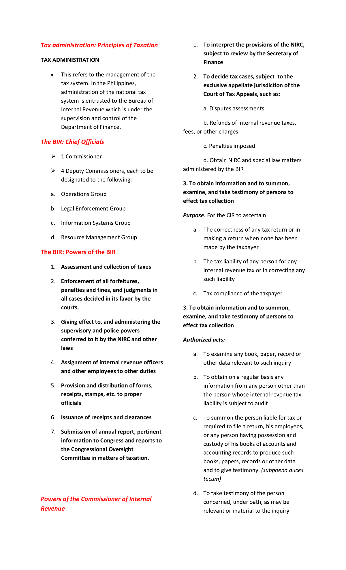 Tax administration - Tax administration: Principles of Taxation TAX ...