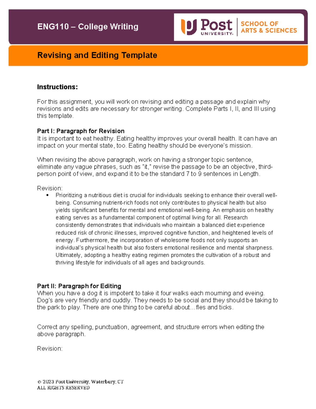 ENG110 Unit 6 Assignment Template - ENG110 – College Writing Revising ...